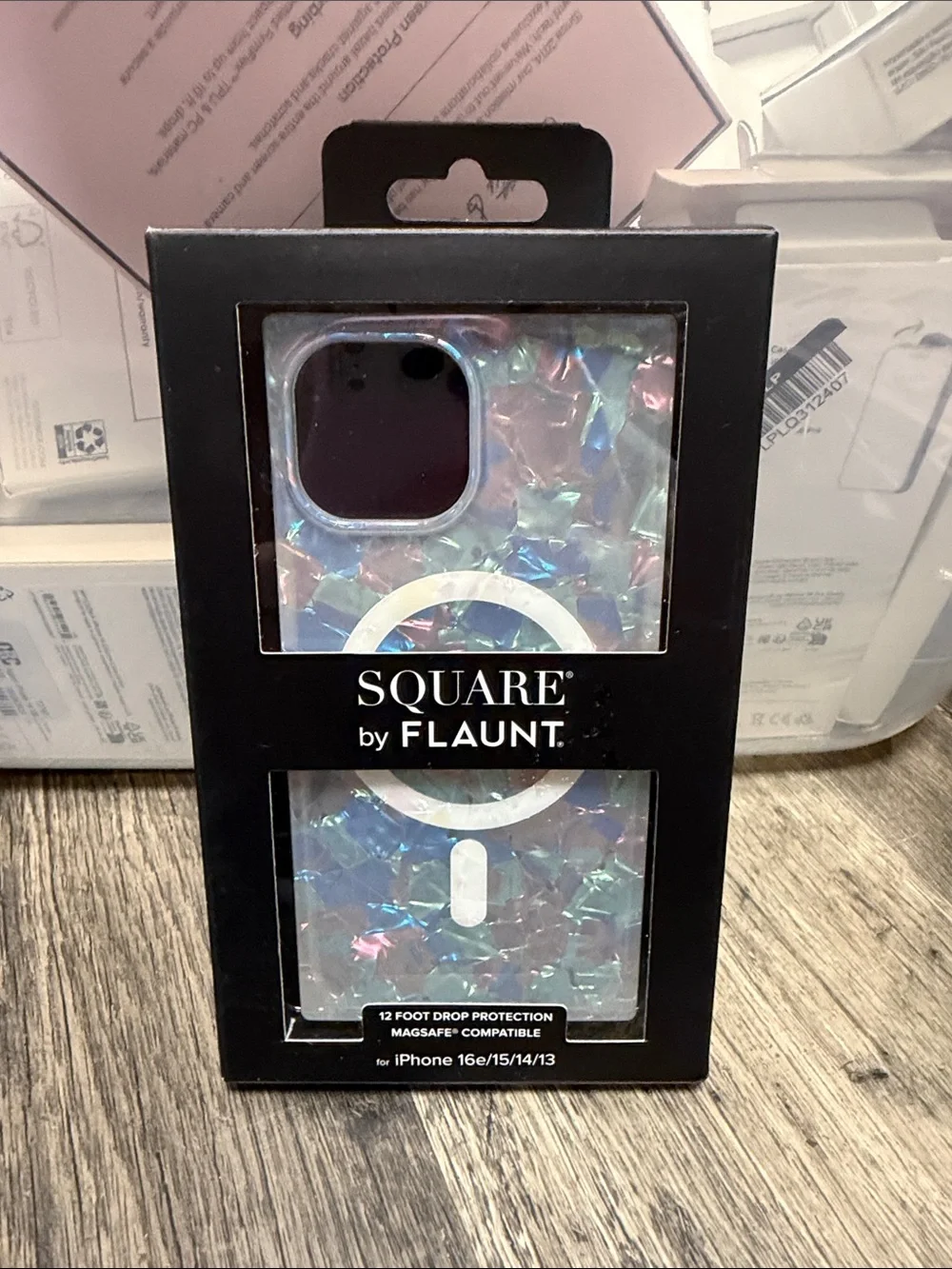 Square by Iridescent Holographic Phone Case for iPhone 16e 15 14 13- Pink/Blue